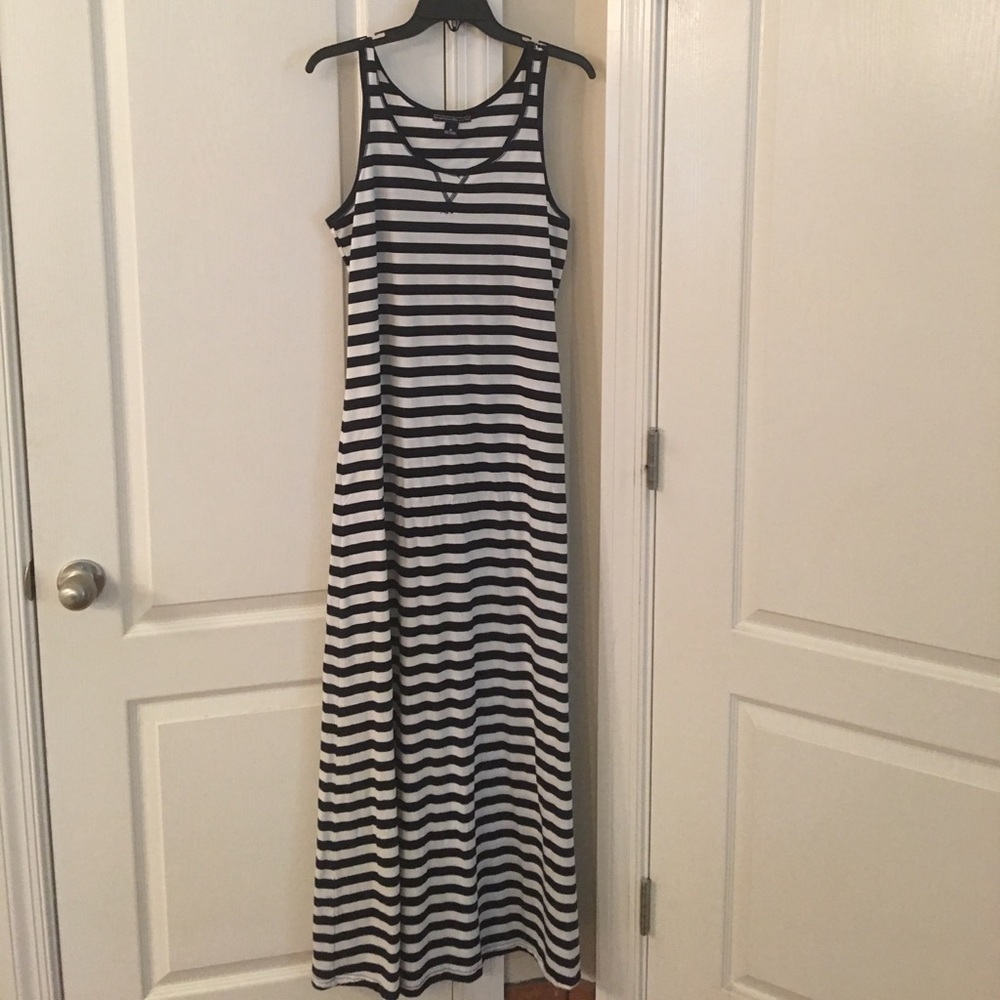 Blue white striped summer dress. Euc.